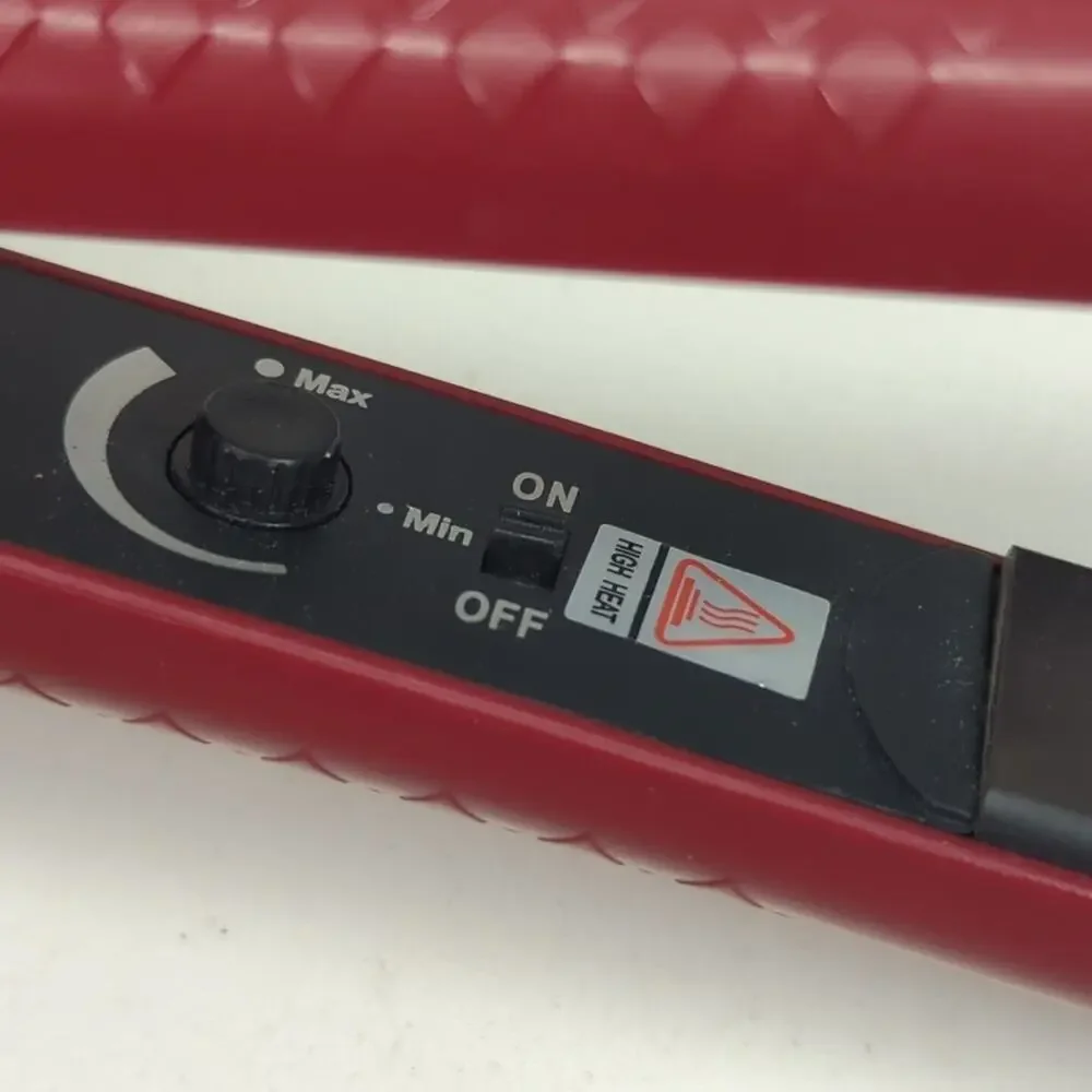 Style house 1656736 Black/Red‎ Professional Hair Styling Flat Iron 1.25" W/Base - Picture 5 of 9